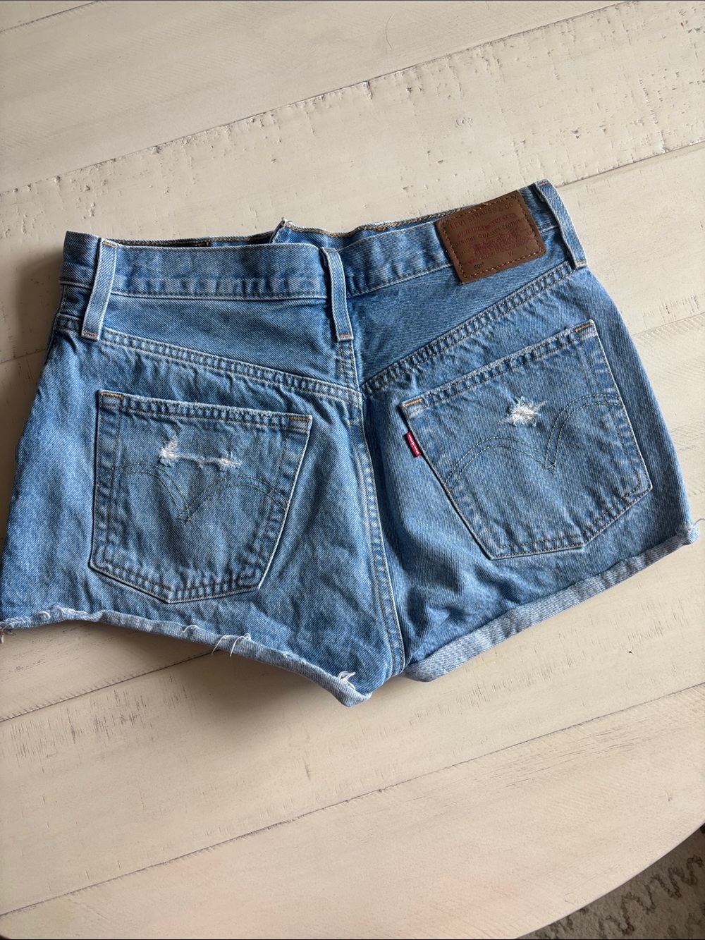 Levi's Light Blue Distressed Denim Cutoff Shorts